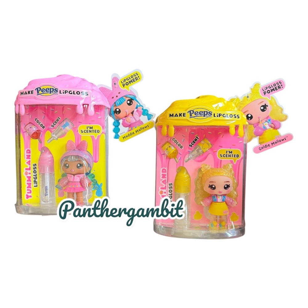 NEW 2 PEEPS X YUMMILAND Easter Scented Dolls MADDIE & GOLDIE MALLOWS Lipgloss